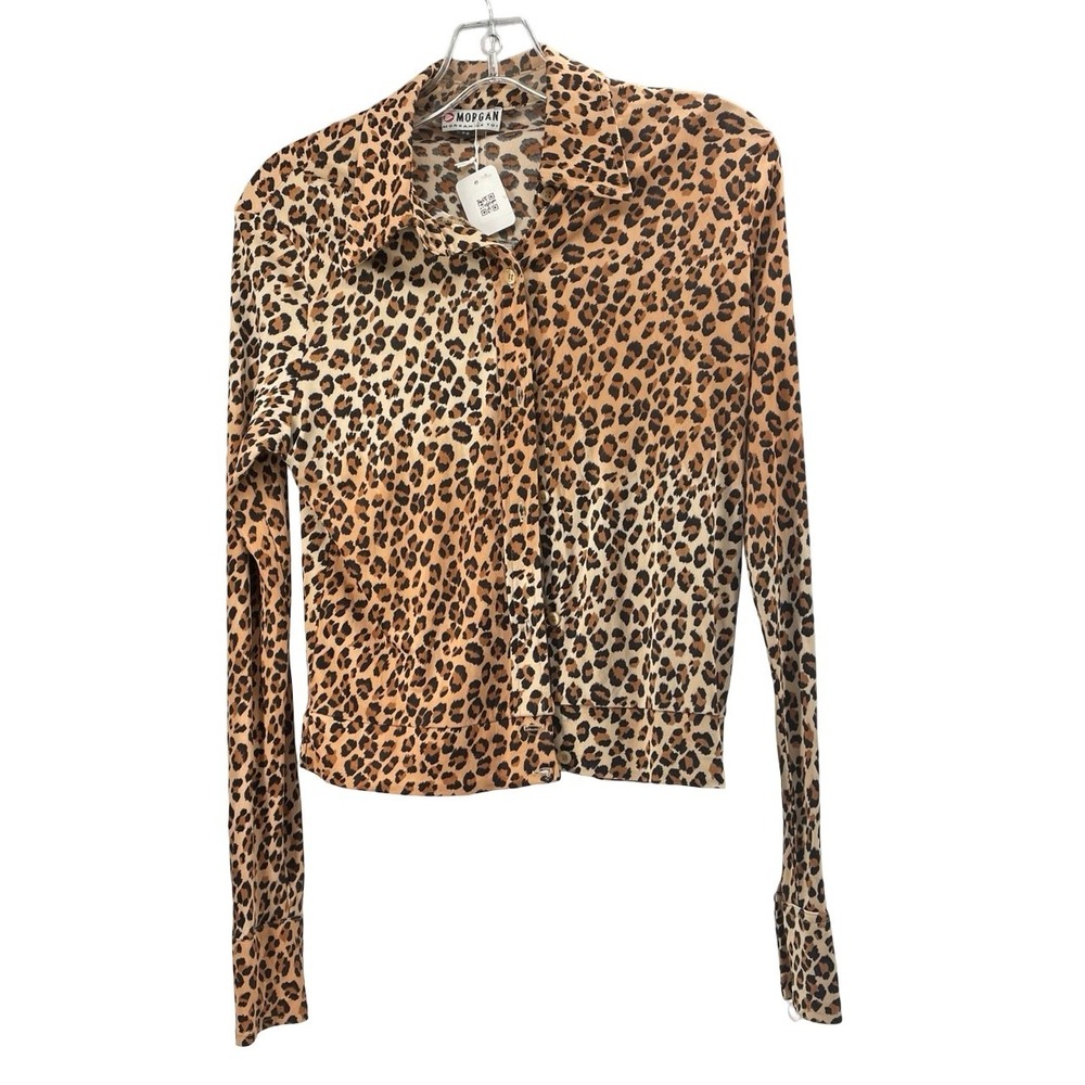 Morgan De Toi Button Up Leopard Print Shirt T2 Tan Like New